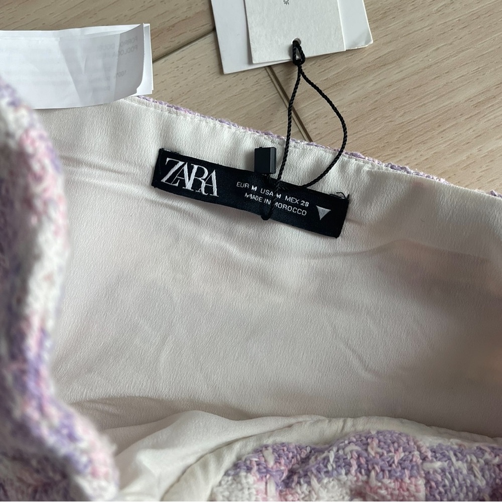 ZARA Tweed Bustier Corset Sweetheart Crop Top - Picture 8 of 8